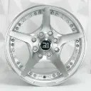 RIN 14X6 4-100/114.3 R1 SPORT 1536 SILVER MACHINE FACE+CHROME RIVETS ET30 CB73.1