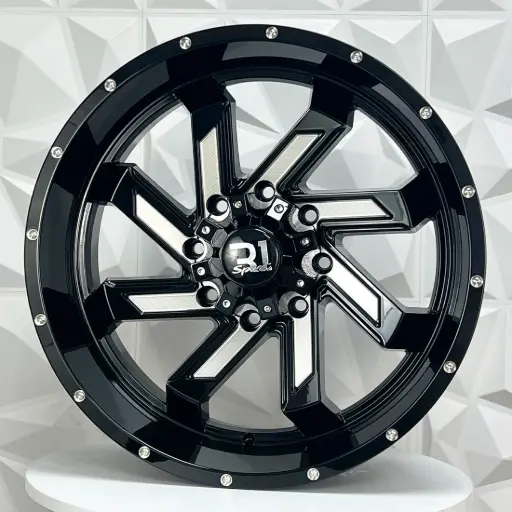 [228541] RIN 22X10 8-180 R1 SPORT 2210 GLOSS BLACK MILLED FACE+MILLED RIVETS ET-10 CB124