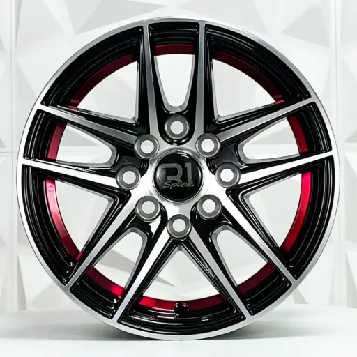 [132125] RIN 13X6 4-100/114.3 R1 SPORT L2037 BLACK MACHINE FACE RED LINE ET25 CB73.1