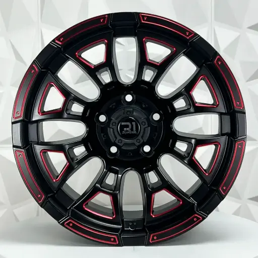[185583] RIN 18X9 6-139.7 R1 SPORT FBX088 MATTE BLACK+MILLING+RED ET0 CB110.1